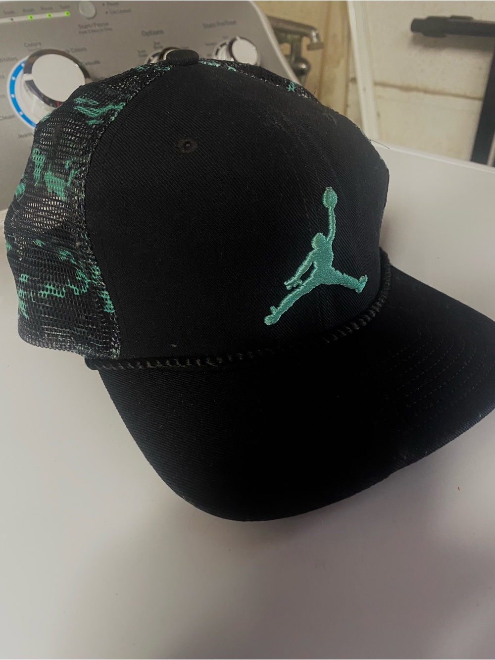 Air Jordan Trucker Hat Cloud Camo Snap Back Black Turquoise